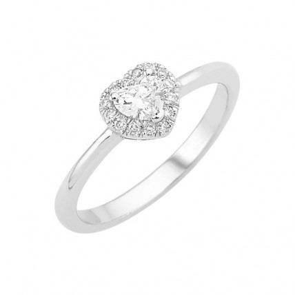 Δαχτυλίδι Μονόπετρο με Διαμάντι Καρδιά Λευκόχρυσος Κ18