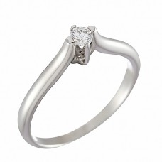 Δαχτυλίδι Μονόπετρο με Διαμάντι Λευκόχρυσος Κ18