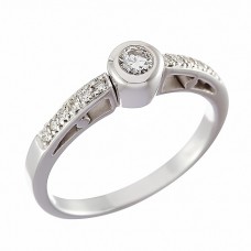 Δαχτυλίδι Μονόπετρο με Διαμάντια Λευκόχρυσος Κ18