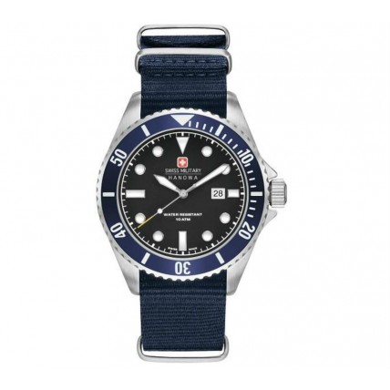 SWISS MILITARY HANOWA Sea Lion Blue Fabric Strap 06-4279.04.007.03 SWISS MILITARY HANOWA Sea Lion Blue Fabric Strap 06-4279.04.007.03