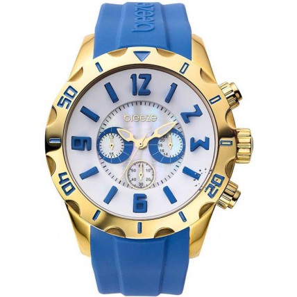 BREEZE California Dream Chrono Light Blue Rubber Strap 110051.18