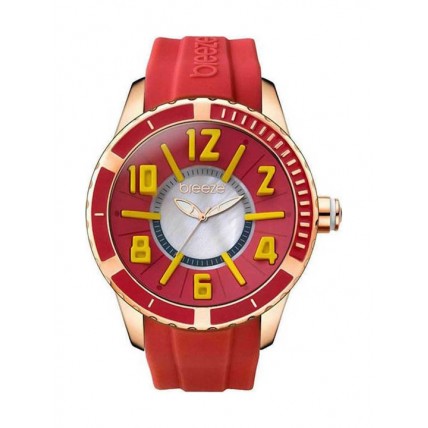 BREEZE Westside Connection Rose Gold Red Rubber Strap 110141.16 BREEZE Westside Connection Rose Gold Red Rubber Strap 110141.16