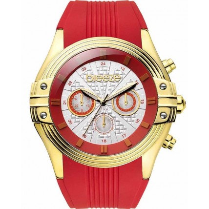 BREEZE City Sleek Chrono Red Rubber Strap 110251.8