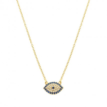 YELLOW GOLD EVIL EYE NECKLACE (Ν06)