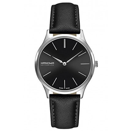 HANOWA Pure Black Leather Strap 16-6075.04.007 HANOWA Pure Black Leather Strap 16-6075.04.007