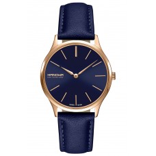 HANOWA Pure Rose Gold Blue Leather Strap 16-6075.09.003