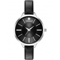 HANOWA Elisa Black Leather Strap 16-6076.04.007