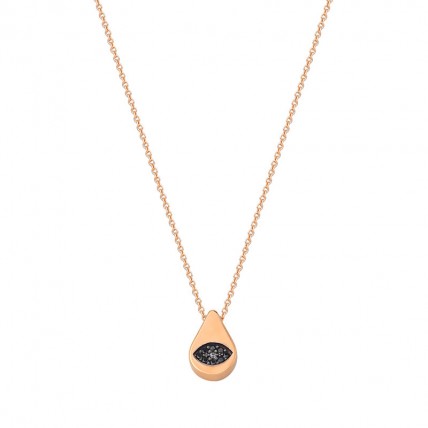 ROSE GOLD EVIL EYE NECKLACE IN SHAPE OF PEAR (Ν05)