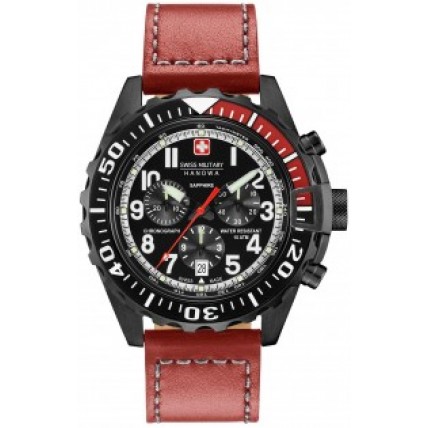 SWISS MILITARY Touchdown Chronograph Bordeaux Leather Strap 06-4304.13.007 SWISS MILITARY Touchdown Chronograph Bordeaux Leather Strap 06-4304.13.007