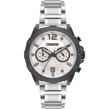 BREEZE Prestinia Swarovski Chronograph Silver Stainless Steel Bracelet 812281.1 BREEZE Prestinia Swarovski Chronograph Silver Stainless Steel Bracelet 812281.1