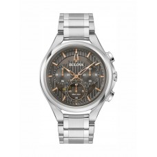 BULOVA Curv Chronograph Silver Stainless Steel Bracelet 96A298