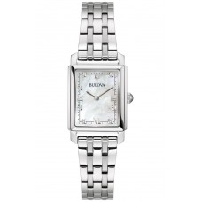 BULOVA Sutton Rectangle Crystals Silver Stainless Steel Bracelet 96P244