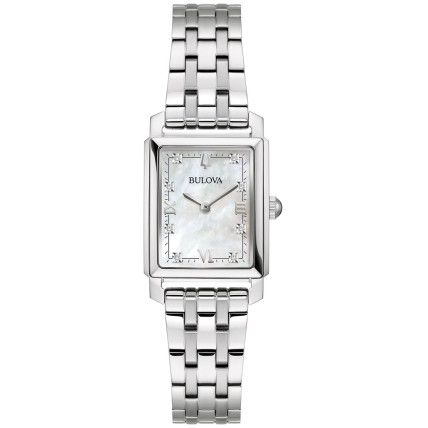 BULOVA Sutton Rectangle Crystals Silver Stainless Steel Bracelet 96P244 BULOVA Sutton Rectangle Crystals Silver Stainless Steel Bracelet 96P244