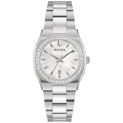 BULOVA Surveyor Crystals Silver Stainless Steel Bracelet 96R245