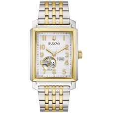 BULOVA Sutton Rectangular Automatic Two Tone Stainless Steel Bracelet 98A308