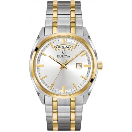 Bulova Men's Classic Two-Tone Stainless Steel Day Date Watch 98C127