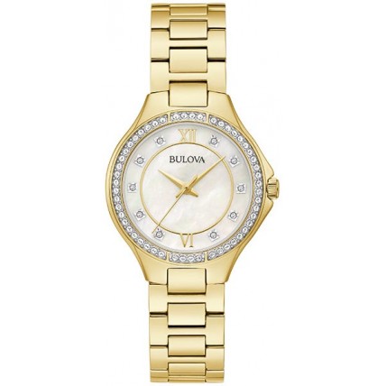 BULOVA Crystal Swarovski Gold Stainless Steel Bracelet 98L295