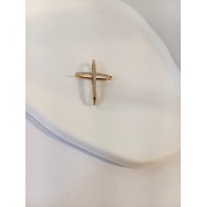 ΓΥΝΑΙΚΕΙΟΣ ΣΤΑΥΡΟΣ ΧΡΥΣΟ ΚΑΤΩ ΛΕΥΚΟ (ΠΕΤΡΕΣ ΖΙΡΓΚΟΝ) ΠΑΝΩ K14 CRWG100