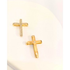 ΓΥΝΑΙΚΕΙΟΣ ΣΤΑΥΡΟΣ ΧΡΥΣΟ-ΛΕΥΚΟ ΔΙΠΛΗΣ ΟΨΗΣ K14 CRWG92