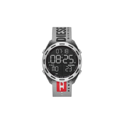 DIESEL CRUSHER Ανδρικό ρολόι χειρός Ύφασμα Γκρι Digital Chrono Timer DZ1894 DIESEL CRUSHER Ανδρικό ρολόι χειρός Ύφασμα Γκρι Digital Chrono Timer DZ1894