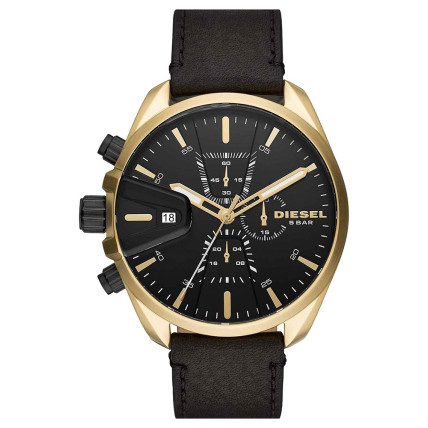 DIESEL MS9 Black Leather Chronograph DZ4516