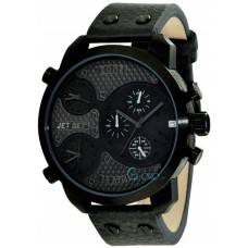 JET SET Dual Time Black Leather Chronograph J1023B-267