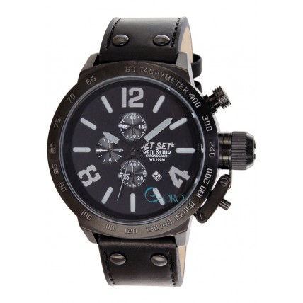 JET SET San Remo Black Leather Chronograph J1242B-267