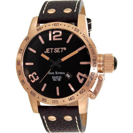 JET SET Of Sweden San Remo Black Dial Black Leather J8458R-237