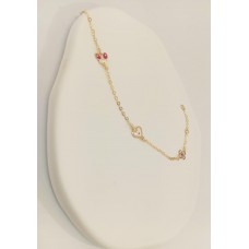 Παιδικό Βραχιόλι Χρυσό 9Κ - Πεταλούδα, Καρδιά & Λουλούδι (KID137)