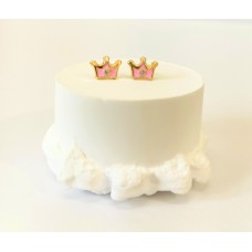 Παιδικά Σκουλαρίκια Χρυσά 9Κ - Ροζ Κορώνα (KID151 - ER3999)