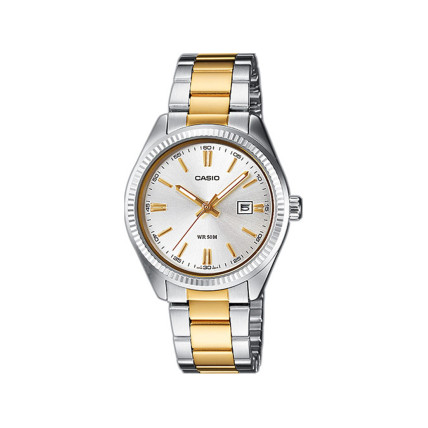 CASIO Collection Two Tone Stainless Steel Bracelet LTP-1302PSG-7AVEG