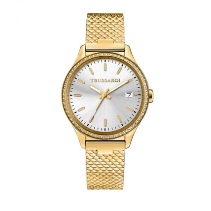 TRUSSARDI City Life Gold Tone Stainless Steel Mesh Bracelet R2453170504 TRUSSARDI City Life Gold Tone Stainless Steel Mesh Bracelet R2453170504