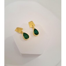 Ασημένια σκουλαρίκια 925 κρεμαστά επίχρυσα με ημιπολύτιμους λίθους (SE03)