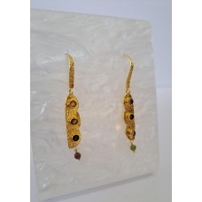 Ασημένια σκουλαρίκια 925 κρεμαστά επίχρυσα με ημιπολύτιμους λίθους (SE05)