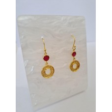 Ασημένια σκουλαρίκια 925 κρεμαστά επίχρυσα με ημιπολύτιμους λίθους (SE06)