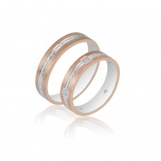 Βέρες από Ροζ Χρυσό και Λευκόχρυσο 14Κ Machio Femmina SL115