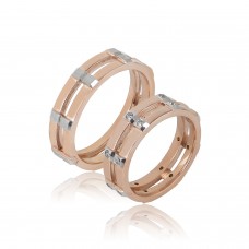 Βέρες από Ροζ Χρυσό και Λευκόχρυσο 14Κ Machio Femmina SL124