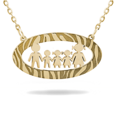 Ασημένιο Μενταγιόν Κορνίζα με Pattern (animal skin) Οικογένεια - Χρυσό (SN30 - 1063)