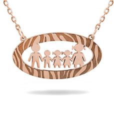 Ασημένιο Μενταγιόν Κορνίζα με Pattern (animal skin) Οικογένεια - Ροζ (SN31 - 1063)