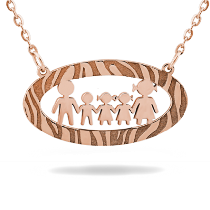 Ασημένιο Μενταγιόν Κορνίζα με Pattern (animal skin) Οικογένεια - Ροζ (SN31 - 1063)