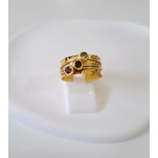 Ασημένιο δαχτυλίδι 925 επίχρυσο με ημιπολύτιμους λίθους (SR05)