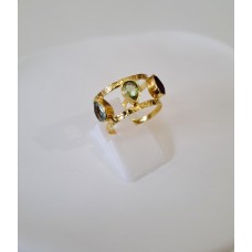 Ασημένιο δαχτυλίδι 925 επίχρυσο με ημιπολύτιμους λίθους (SR07)