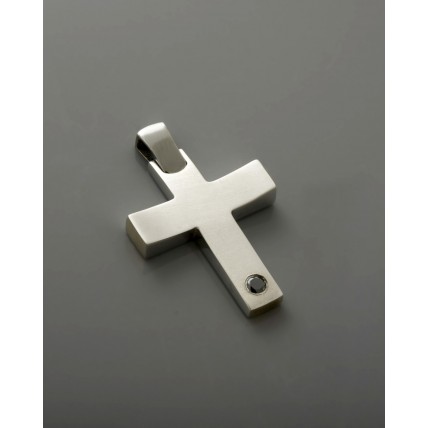ΑΝΔΡΙΚΟΣ ΣΤΑΥΡΟΣ ΛΕΥΚΟ VALORO 14K CRW04 - 011224