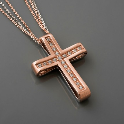 ΓΥΝΑΙΚΕΙΟΣ ΣΤΑΥΡΟΣ ΛΕΥΚΟ ΡΟΖ VALORO 14K CRWR03 - 011286