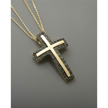 ΓΥΝΑΙΚΕΙΟΣ ΣΤΑΥΡΟΣ ΜΑΥΡΟ ΧΡΥΣΟ VALORO 14 K CRBG01 - 020201