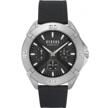 VERSUS by VERSACE Rue Oberkampf Multifunction Black Leather Strap VSP1W0219 VERSUS by VERSACE Rue Oberkampf Multifunction Black Leather Strap VSP1W0219