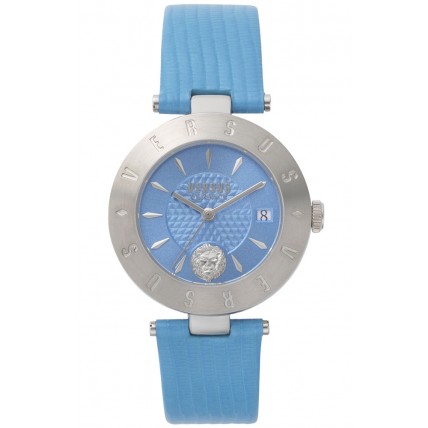 VERSUS by VERSACE Logo Light Blue Leather Strap VSP772018